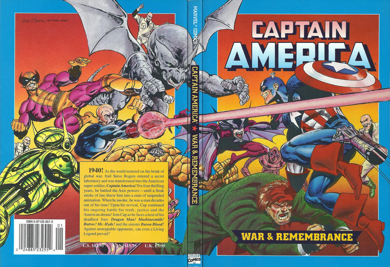 The various foes in this volume attack Captain America from the left